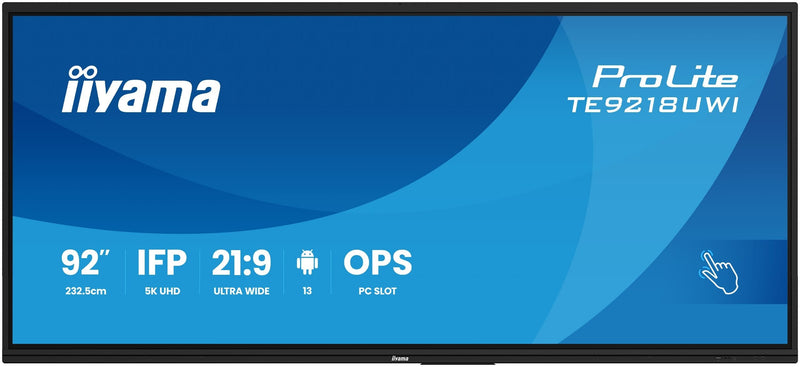 Iiyama Prolite TE9218UWI-B1AG, Screen Pública Black Matte Ultrahd/5K, Va, Screen Touchscreen USB-C TE9218UWI-B
