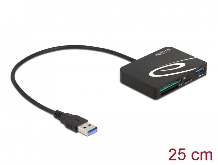 Delock Card Reader External Memorias Xqd / SD / microSD + Port USB Tipo-a