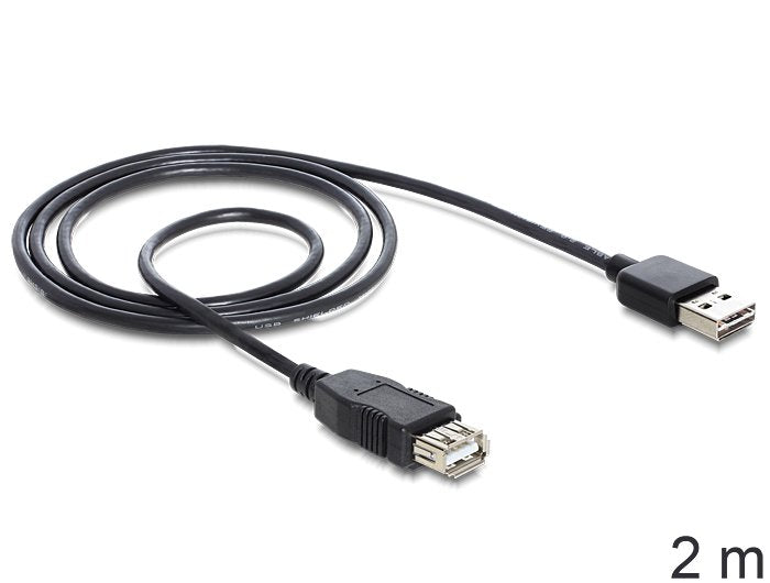Delock Cable Easy-USB 2.0 Tipo-a - Alargo M/M 2M Black