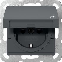 Gira 441428 Schuko-toma Power Up With Klappd. + Safetyplus SYST.55 Antracita — image 1