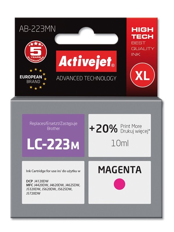 Activejet Ink AB-223MN (reemplazo Brother LC223M - Supreme - 10ML - Magenta
