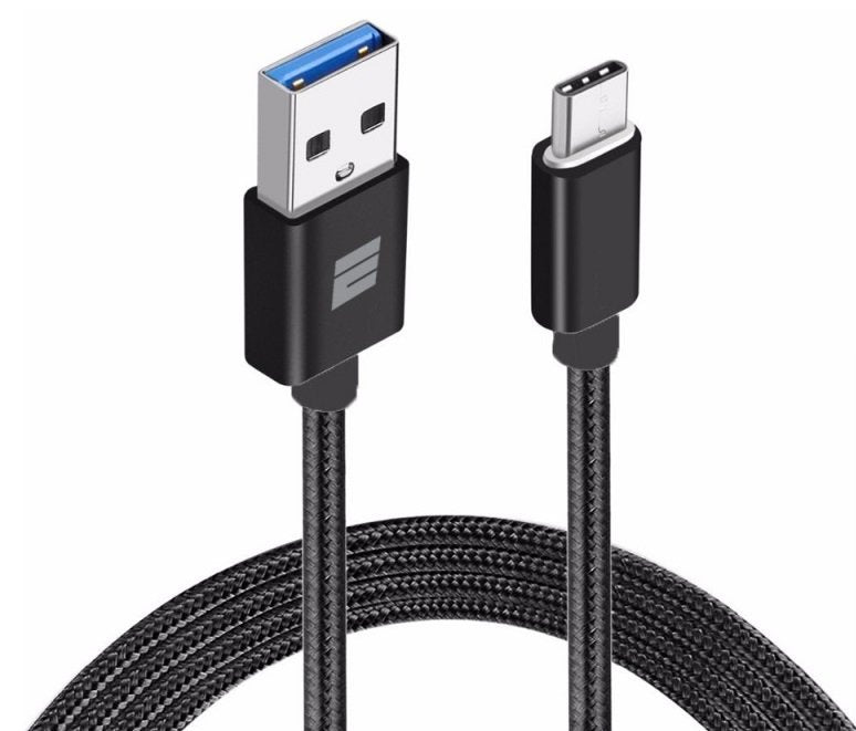 Eightt USB Cable 3.0A Type C 1M Trenzado Nylon Black