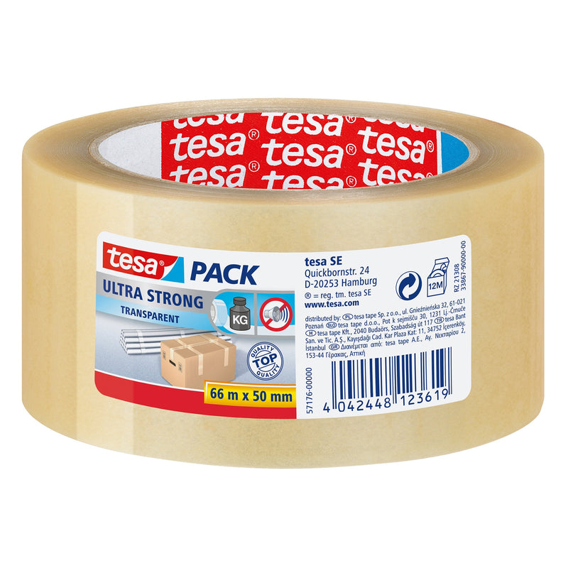 Tesa Tesapack Ultra Strong, Transparent (pvc), Tape Adhesiva