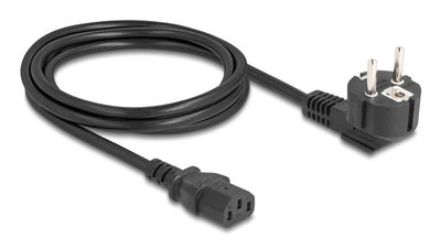Delock Cable Power PC Plug Schuko Cee 7 90° Angulado a C13 Connector Female 2M, 3 X 1,00MM² Black — image 1