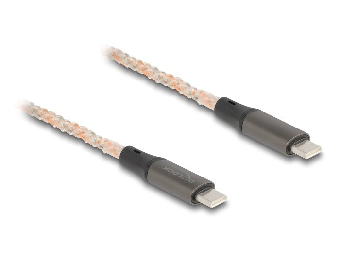 Delock 88288 USB 2.0 USB Cable Type-c™ Male a Male PD 3.0 100W With Iluminación Rgb, 1,20M