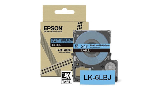 Epson Labelworks LK-6LBJ Black Sobre Blue Matte Roll (2 4CM X 8M) 1 Cinta(s) Box Colgar Tape Labelworks LW-C61 — image 1