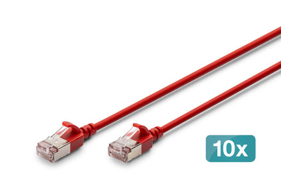 Digitus Network Cable CAT.6A F/FTP Slim 1,50M Red 10 Units — image 1