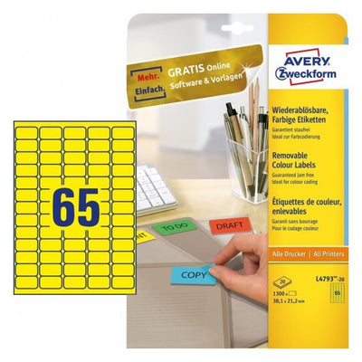 Avery Zweckform Labels 38,1 X 21,2MM, Yellow — image 1