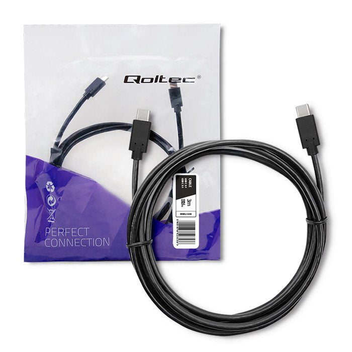 Qoltec 52353 USB Cable 3.1 Type-c - Type-c 3M Black