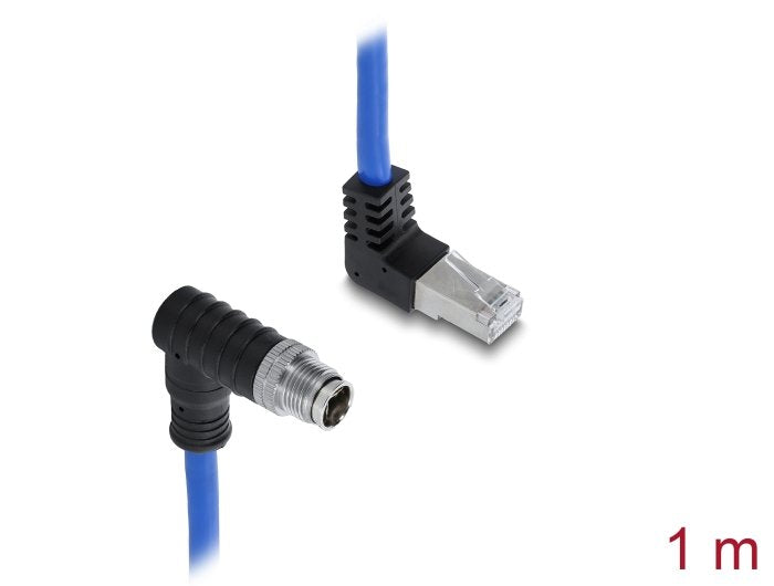 Delock M12 Cable X-kodiert 8 Pin Connector Male Según Abajo Angulado a RJ45 Connector Male Según Arriba Angula