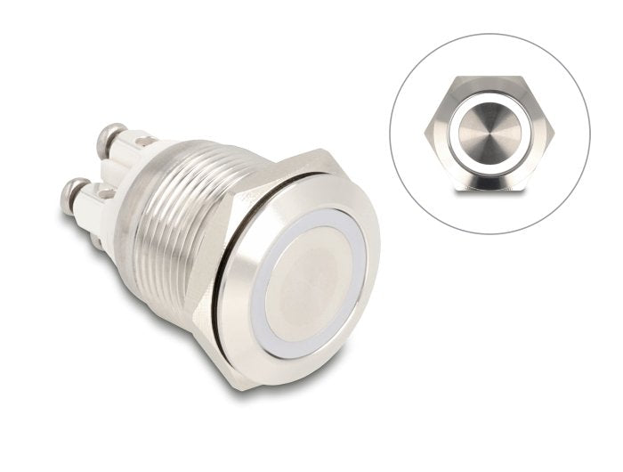 Pulsador Assembly 19MM 4 X Borne Screw LED White