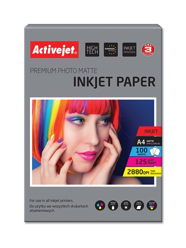 Activejet Paper Fotográfico A4 Matte 100 Pcs. 125G AP4-125M100