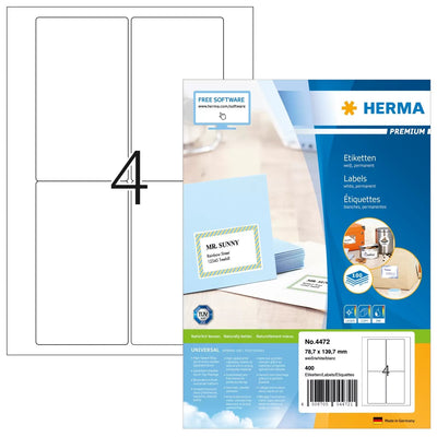 Herma Labels Dirección A4 White 78,7X139,7MM Paper 400 Units — image 1
