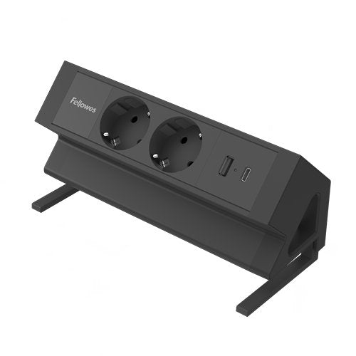 Fellowes Power Strip Desktop 100137182 2 Sockets Power 1 USB 1 USB Type-c Cable 2M Black