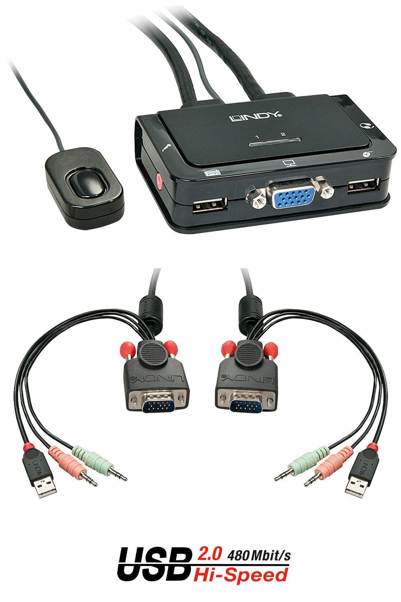 Lindy Switch KVM VGA, USB 2.0 And Audio. 2 Ports
