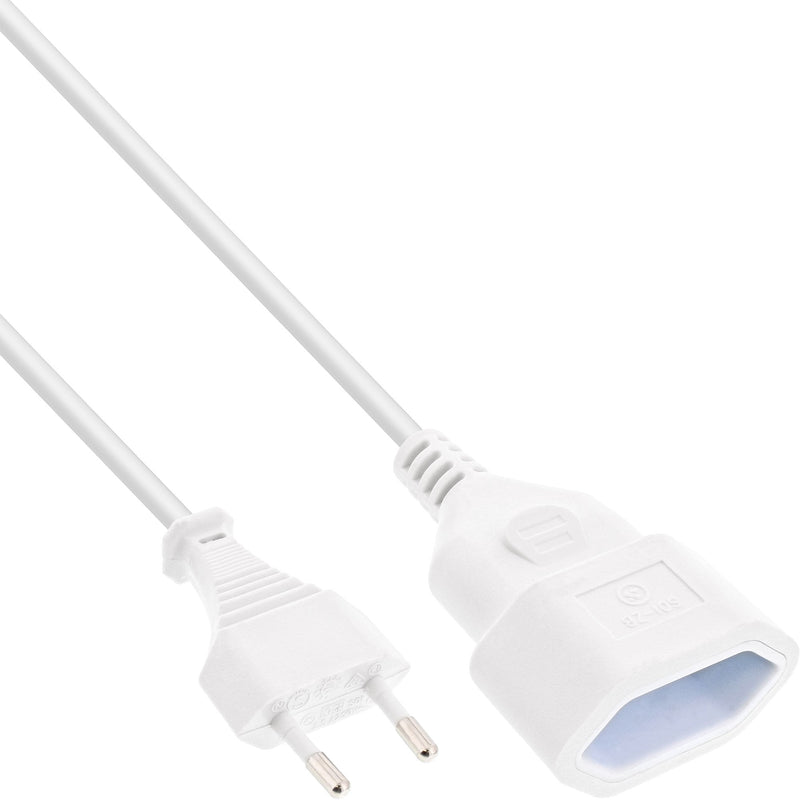 Inline Euro Type C Plug Power Extension Male a Female White 5M