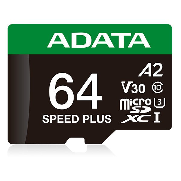ADATA Speed Plus Microsdxc 64GB, Memory Card Uhs-i U3, Clase 10, V30, A2 UD64GUI3V30A2SP-RA1
