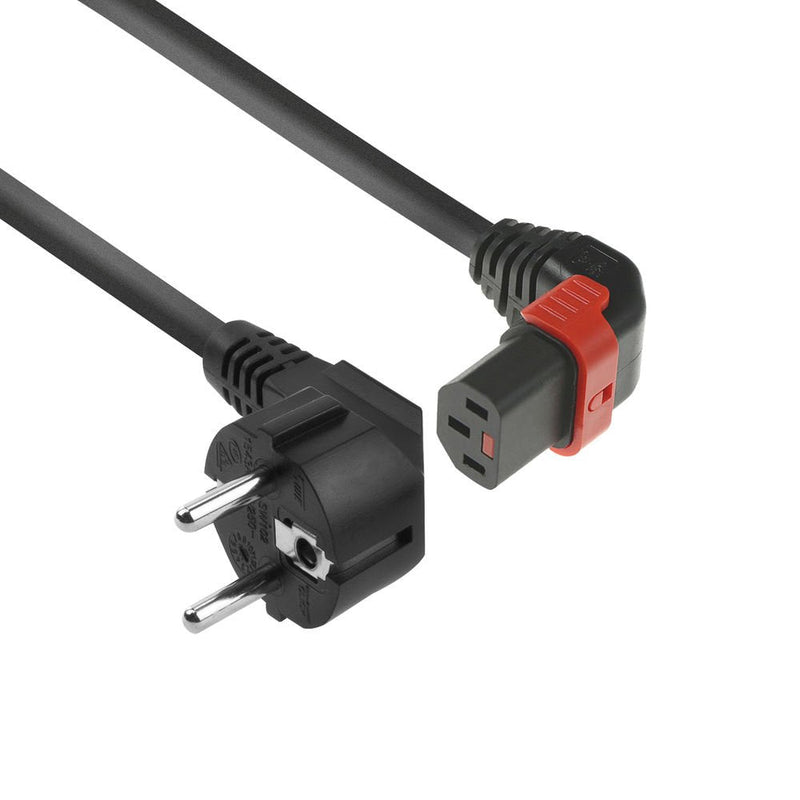 Powercord Schuko Cee 7 Male (angled) - C13 IEC Lock (up Angled) Black 3M, EL456S