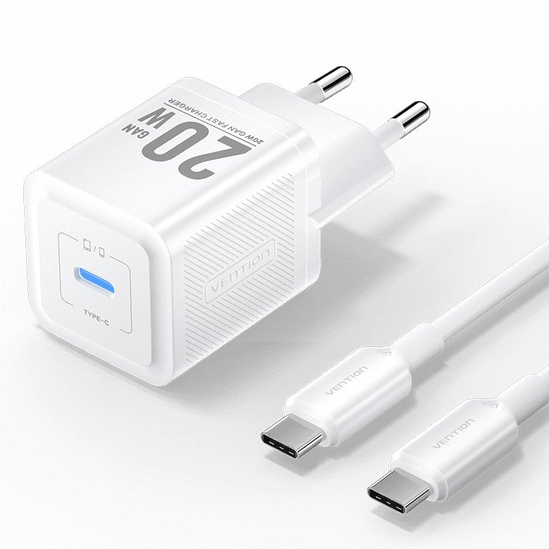 Vention Charger GaN Wall TZ-FEPW0-EU-01 1x USB Type-c + USB Cable Type-c 20W