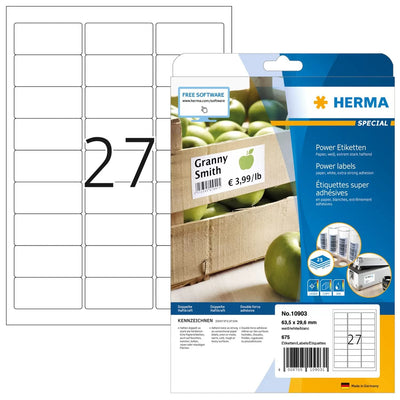 Herma Labels A4 White 63,5X29,6MM Extremadamente Adhesivas 675 Units — image 1