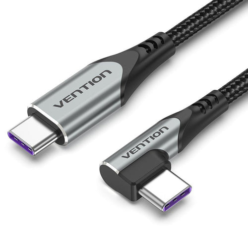 USB 2.0 USB-C Male Right Angle Cabl To USB-C Male 5A Cable 2M Gray a — image 1