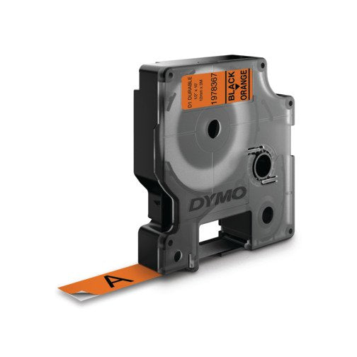 Dymo D1 - Labels Durable - White Sobre Orange - 12MM X 3M