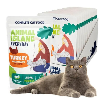 12 Sobres X 85 Ganimal Island Everyday Turkey Fillets In Broth - Wet Cat Food - 12 X 85G — image 1