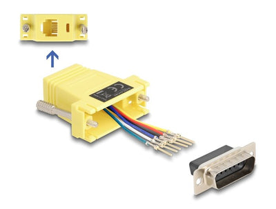 Delock D-sub 15 Pin Connector Male a RJ12 Connector Female Kit Assembly Yellow — image 1