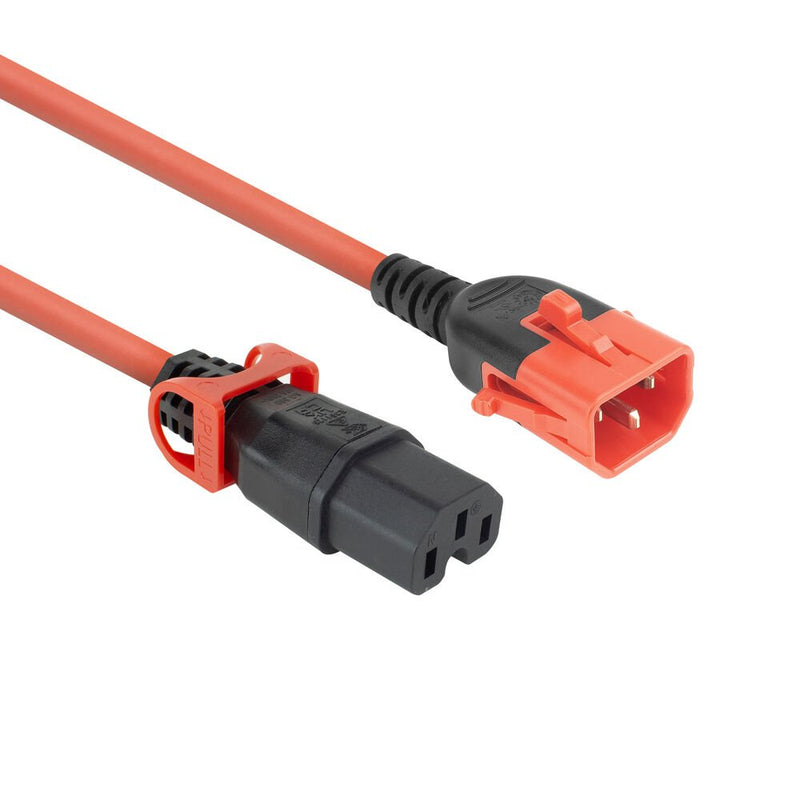 Powercord C14 IEC Lock + Dual Locking - C15 IEC Lock + Red 1M, PC3869