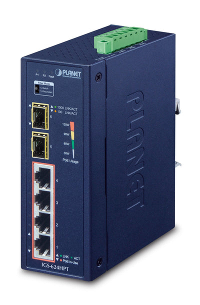 Planet Industrial 4-PORT 10/100/1000T 802.3AT PoE + 2-PORT — image 1