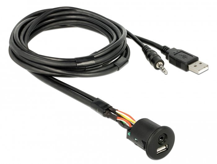 Delock USB Cable Type a Connector Male + 3,5MM 4 Pin Connector Jack Male Connector Female Recessed USB Type a
