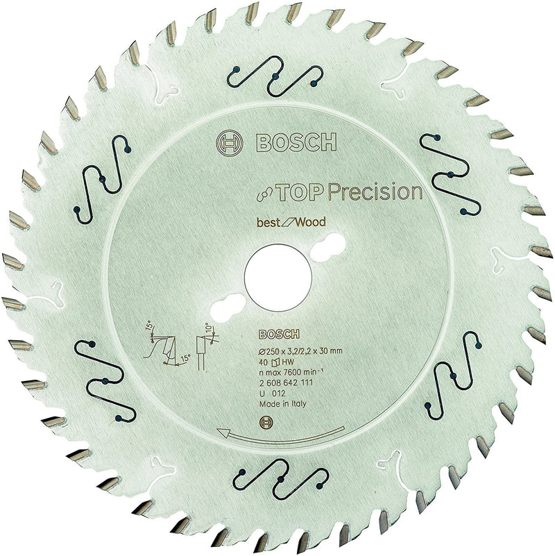 Bosch Hoja Saw Circular Top Precision Best For Wood 250MM X 30MM - 40Z
