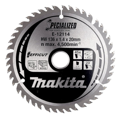 Makita Hoja Saw Circular Effict E-12136, Ø 136MM, Diámetro 45Z 20MM, E-12136 — image 1