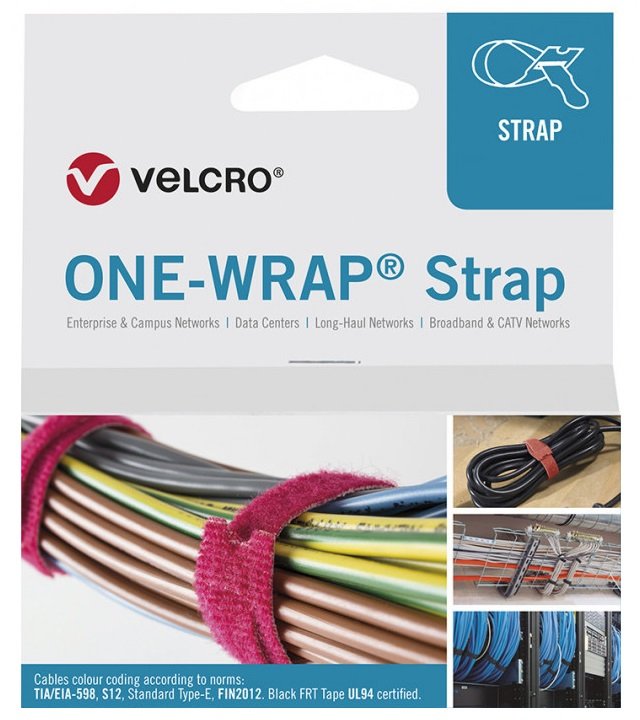 Velcro One Wrap Organiser Cables With Velcro 20MM X 150MM 25 Pieces Black Frt