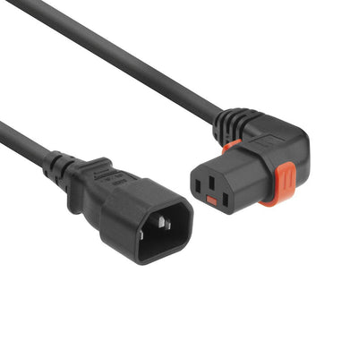 Powercord C14 - C13 IEC Lock (right Angled) Black 1M, PC2041 — image 1