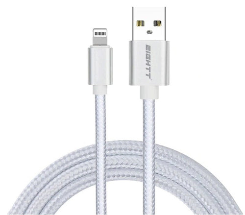 Eightt USB Cable a Lightning_iphone 1M Trenzado Nylon Silver — image 1