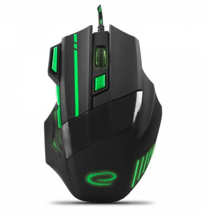 Esperanza Mouse EGM201G MX201 Wolf - Cableado 7D Gaming Optical Mouse USB - Green — image 1