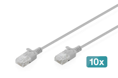 CAT.6 U-UTP Slim Network Cable, 1,5M, Grey 10 Pcs — image 1