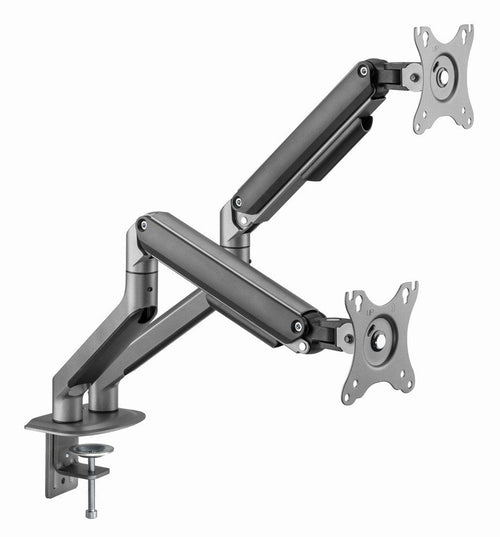 Gembird Desk Mounted Adjustable Double Monitor Arm Space Grey — image 1