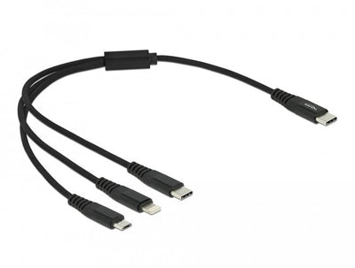 Delock Cable Charging USB 3 1 USB Type-c™ a Lightning™ / Micro USB / USB Type-c™ 30CM — image 1
