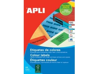 Apli Labels Adhesive Permanente 105,0 X 148,0MM Cantos Romos Yellow Fluorescent -20 Hojas-