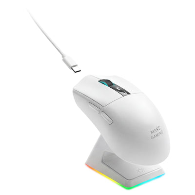 Mars Gaming Mouse Gaming Wireless Mmw-elite Battery Rechargeable Up To 20000 DPI White — image 1