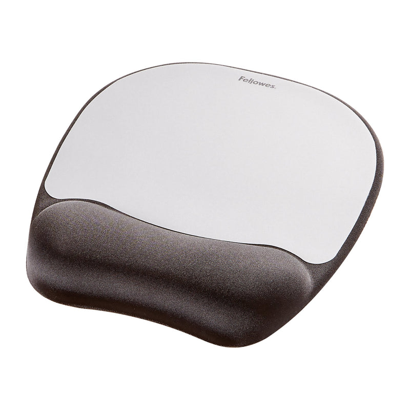 Fellowes Mouse Pad With Wrist Rest Espuma Memory Foam - Confort Excepcional - Colour Silver