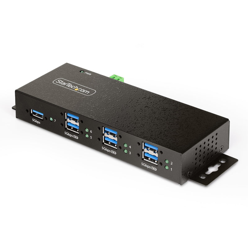 StarTech.com Hub USB Industrial 7 Ports Gestionado Box Of Metal Assembly Din, Wall Desk - USB 3.2 Gen 1 5Gbps