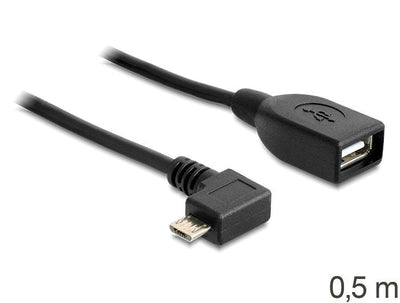 Delock USB Cable Micro-b Male USB 2.0-A Female Otg 50CM Angular — image 1
