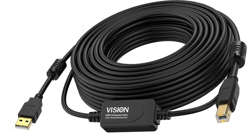 USB Cable 2.0 10M Amplifier Line a Mitad Cable Connectors Chapados Oro Núcleos Ferrita Ambos Extremos An