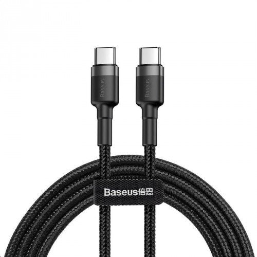 Baseus Type-c - Type-c Cafule Cable PD 2.0 60W, 3A, 2M, Black/ Gray (CATKLF-HG1)