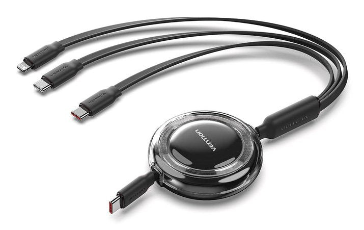 Vention USB Cable Type-c 2.0 5A Trkbbe USB Type-c Male 3x USB Type-c Male Up To 100W 480Mbps 1.1M Black