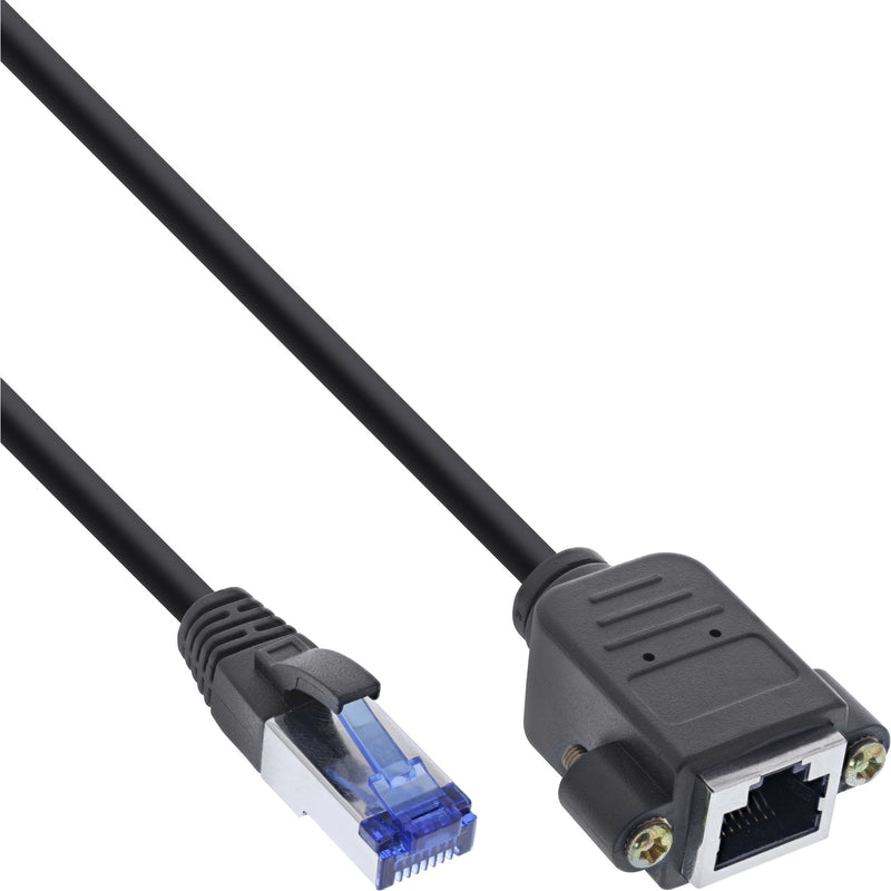 Inline Extensión Incorporada Network Cable , S/FTP (pimf), CAT.6A, Libre Halógenos, Cobre, Black 0,5M
