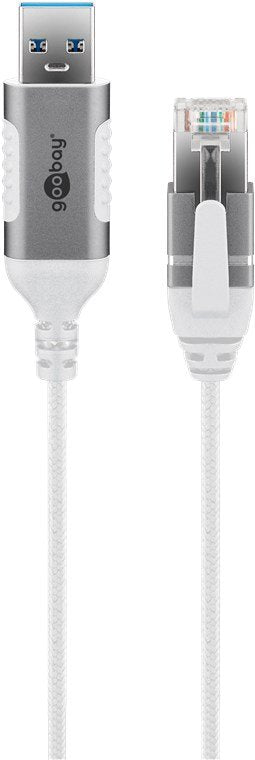 Goobay Cable Adapter Ethernet USB-A 3.2 GEN1 RJ-45, Slim White 10 Metres 74383